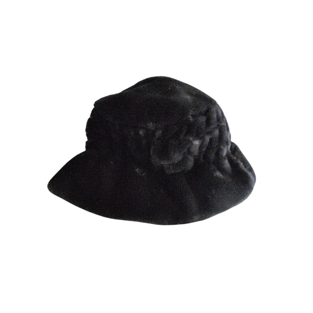 Parkhurst Bucket Hat One Size Black Faux Fur Winter Made in Canda‎